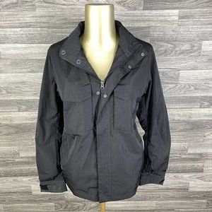 NIKE Graphic Standard Fit Zip & Snap Black Rain Coat w Lining Women's Size XL